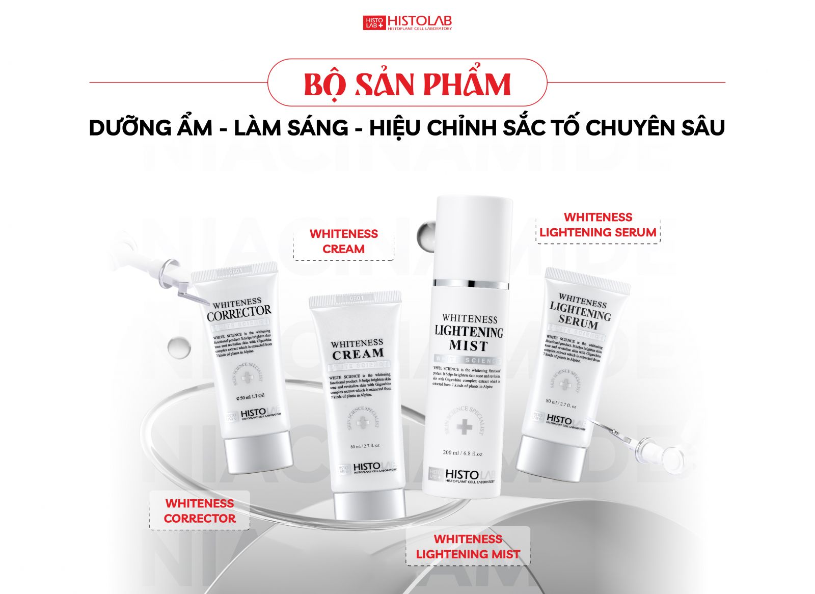 Bộ sản phẩm dưỡng ẩm trắng da Histolab